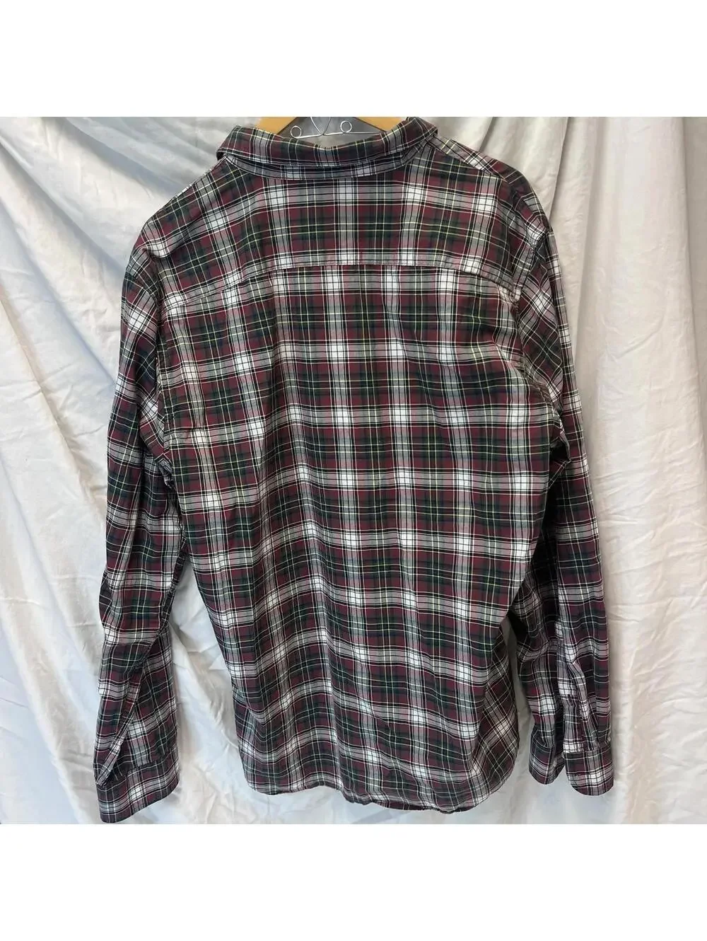 Banana Republic Red Green/Blue Plaid Cotton Button-Down XL Stretch Slim Fit EUC